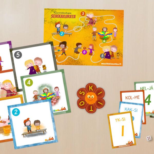 Tunne- ja kaveritaitojen noppapeli ja seikkailurata -tulostettava pdf